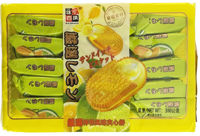 AJI OKASHI 味覺百撰 嚴選檸檬風味夾心餅, 300g, 1個