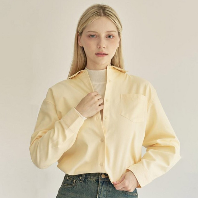 인비비드 여성용 클린라이트 스탠다드핏 클래식 옥스포드 셔츠 H08I7_il5678