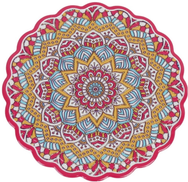 칼백화점 골드 클래식 도자기 코르크 냄비받침, 로얄 만다라, 1개