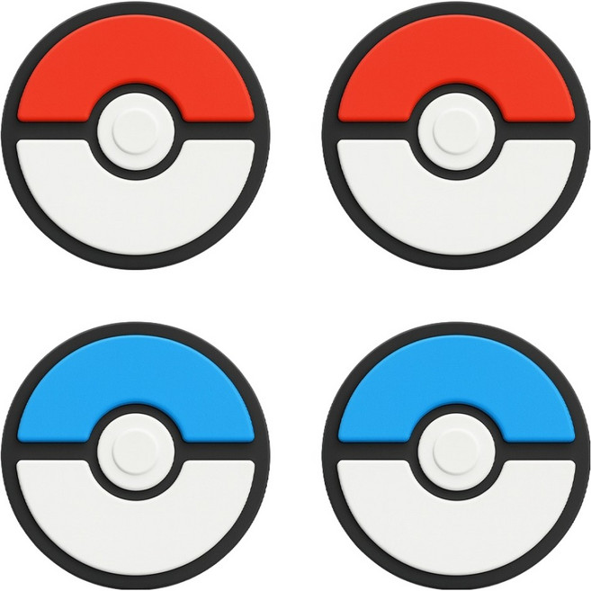 스페이스쉴드 닌텐도 스위치 2 조이콘 호환 레츠고 실리콘 스틱캡 2종 x 2p 세트, 레드, 블루, 1개