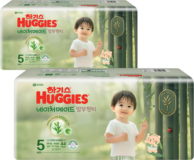 하기스 2021 신형 네이처메이드 밤부 팬티형 기저귀 남아용, 5단계, 88매