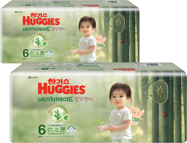 하기스 네이처메이드 밤부 팬티형 기저귀 여아용, 6단계, 76매
