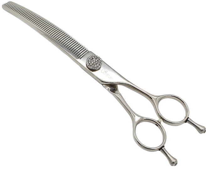 실버라인 지우개 커브숱 가위 6.5인치, 실버, 1개