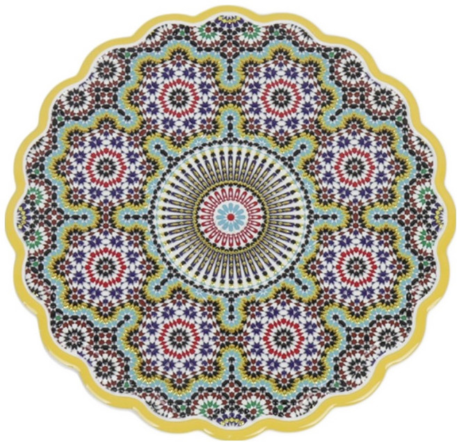 칼백화점 골드 클래식 도자기 코르크 냄비받침, 옐로우 셀레스트, 1개