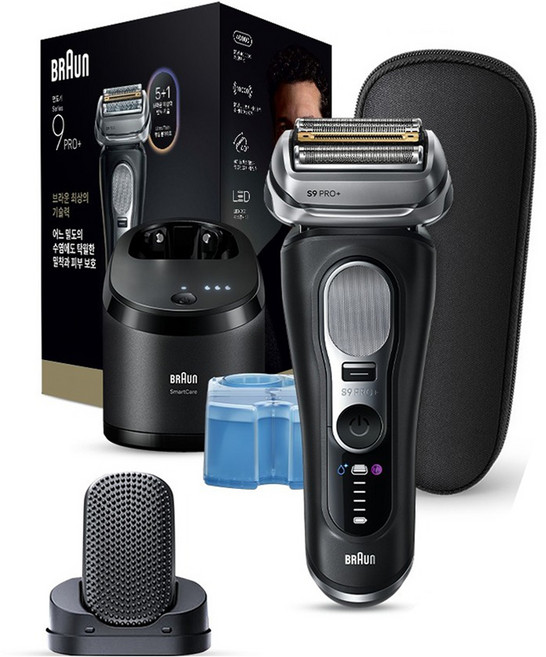 BRAUN 시리즈 9 PRO+ 울트라 씬 전기면도기, 9690cc, 블랙