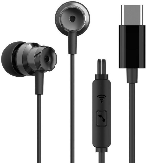 아이리버 C타입 커널형 줄꼬임 방지 컴퓨터 노트북 애플 삼성 호환 유선 이어폰, BVC-180, 블랙