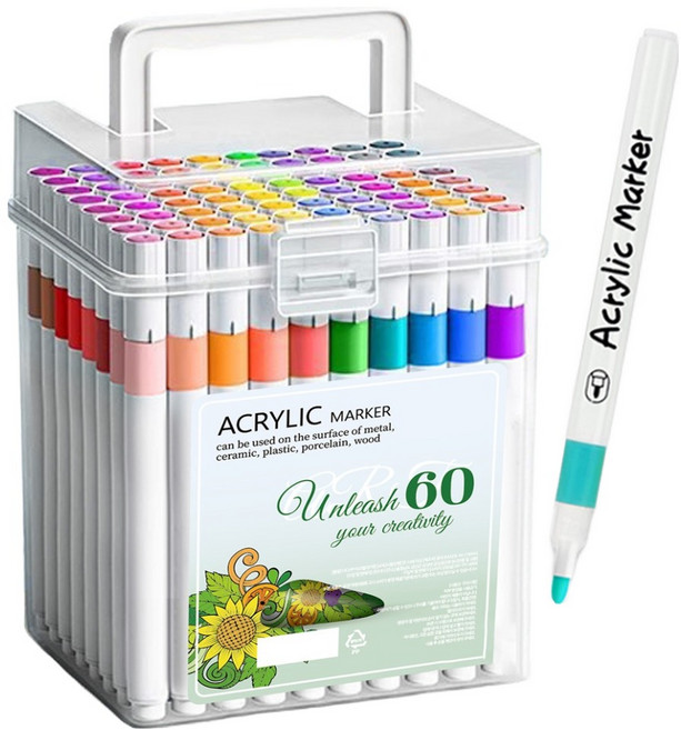 다다 수성 드로잉 아크릴 마카펜, 1개, 60색