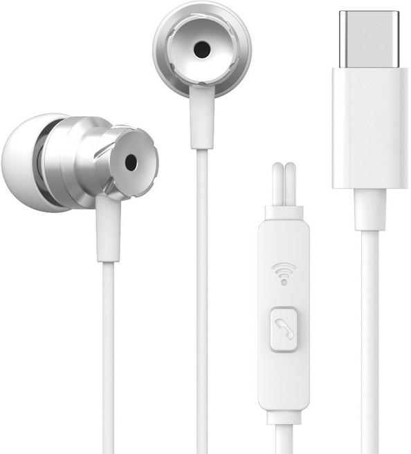 아이리버 C타입 커널형 줄꼬임 방지 컴퓨터 노트북 애플 삼성 호환 유선 이어폰, BVC-180, 화이트