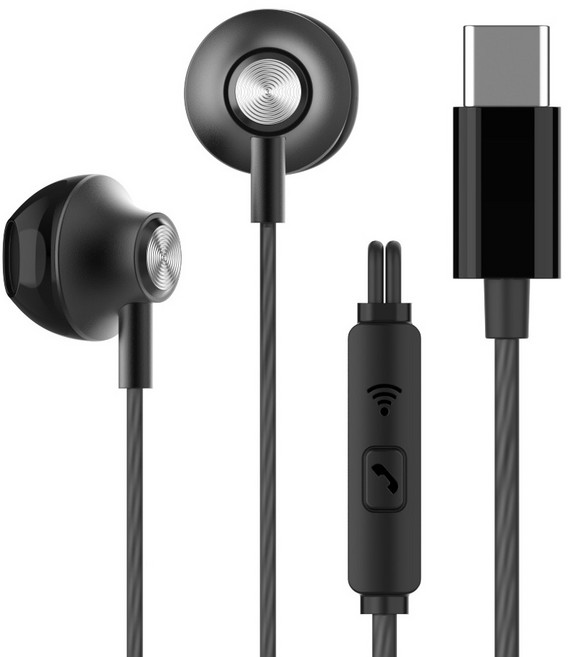 아이리버 C타입 오픈형 유선 줄 이어폰 줄꼬임 방지 컴퓨터 노트북 애플 삼성 호환, BVC-210, 블랙