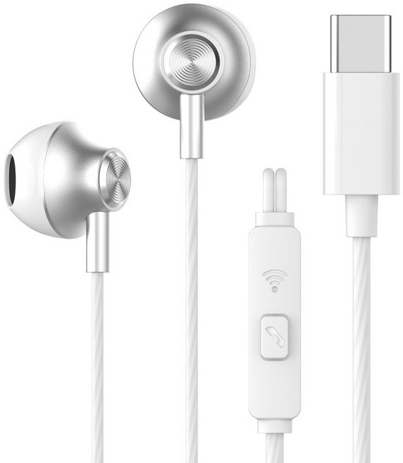 C타입 오픈형 유선 줄 이어폰 줄꼬임 방지 컴퓨터 노트북 애플 삼성 호환, BVC-210, 화이트