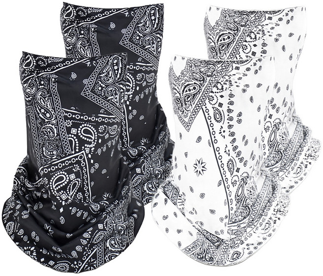 모인 페이즐리 넥 튜브 스카프 2종 x 2p 세트, 블랙, 화이트, 1세트