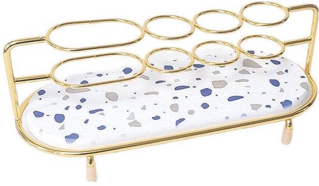 윈프라이스 규조토 받침 치약 칫솔꽂이, 테라조 골드, 1개