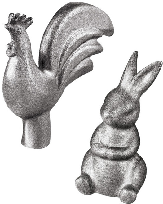 바겐슈타이거 로스탈 주물 냄비 프라이팬 뚜껑 손잡이 2종 세트, 닭, 토끼, 1세트