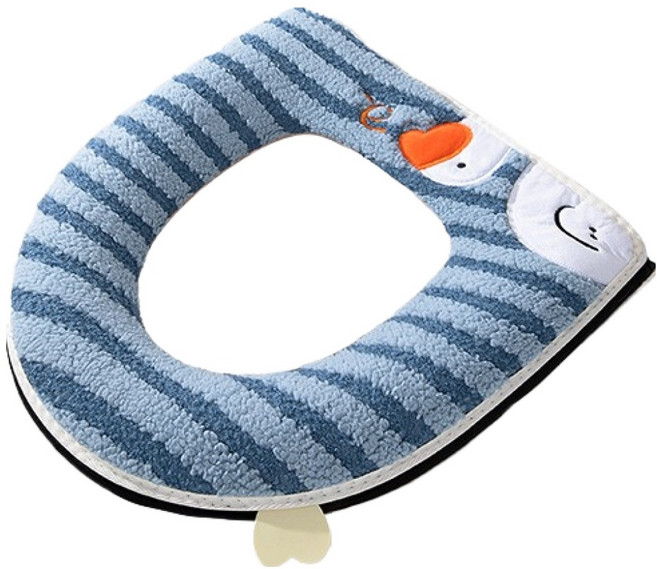 블럭마트 욕실 변기손잡이부착 따뜻한 변기시트, 블루오리, 1개