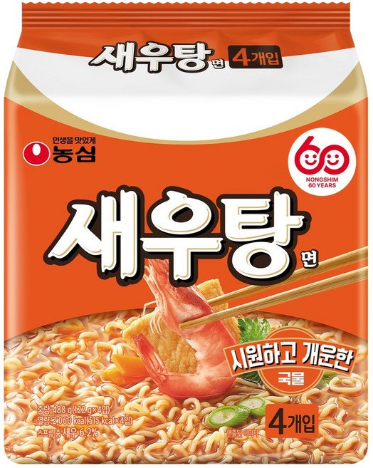 새우탕 새우탕면 122g, 4개