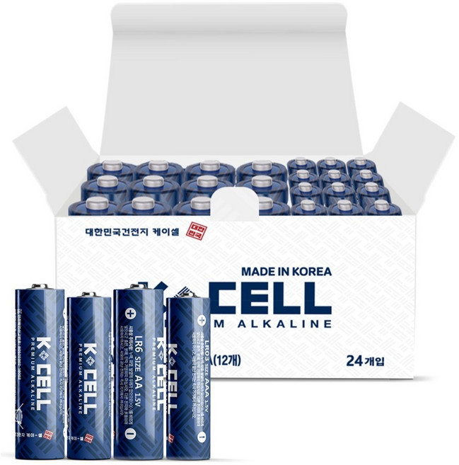 케이셀 알카라인 건전지 1.5v AA 12p + AAA 12p 세트, 1세트, 24개입