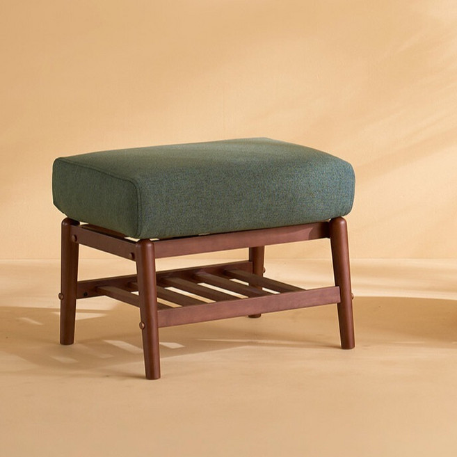 리바트 네오 뉴탐 패브릭 오토만 소파 방문설치, 빈티지월넛 + 딥그린