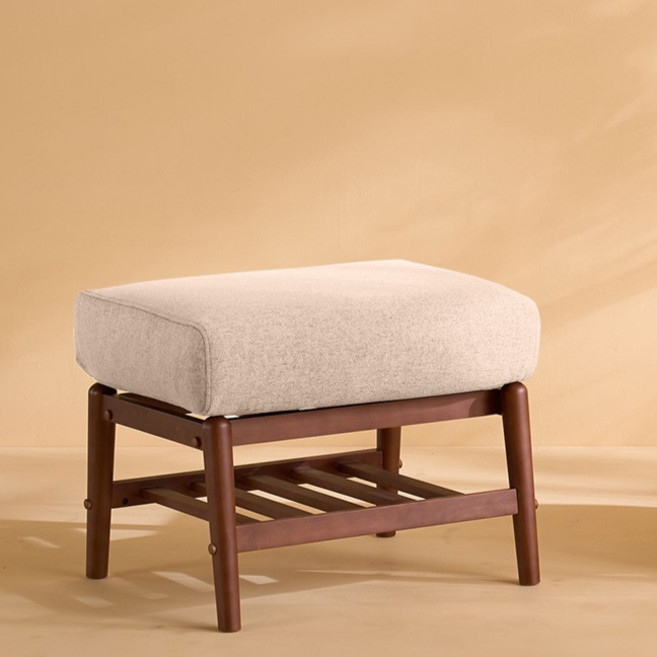 리바트 네오 뉴탐 패브릭 오토만 소파 방문설치, 빈티지월넛 + 베이지