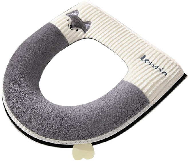 블럭마트 욕실 변기손잡이부착 따뜻한 변기시트, 그레이여우, 1개