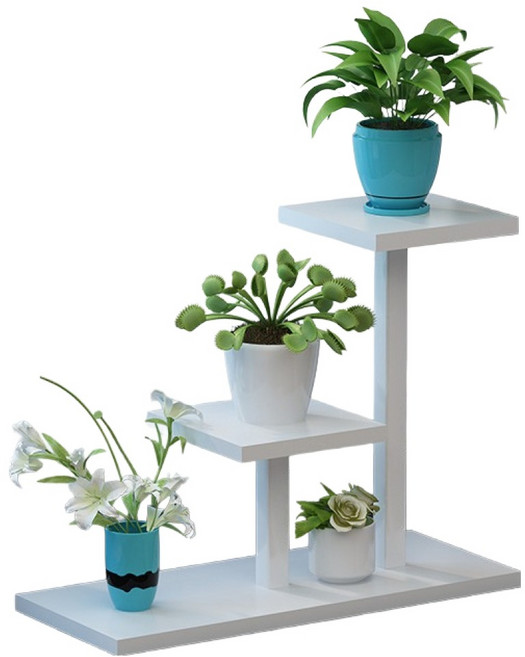 로커스 거실 화분 선반 정리대, 화이트프레임 + 따뜻한화이트, 3단