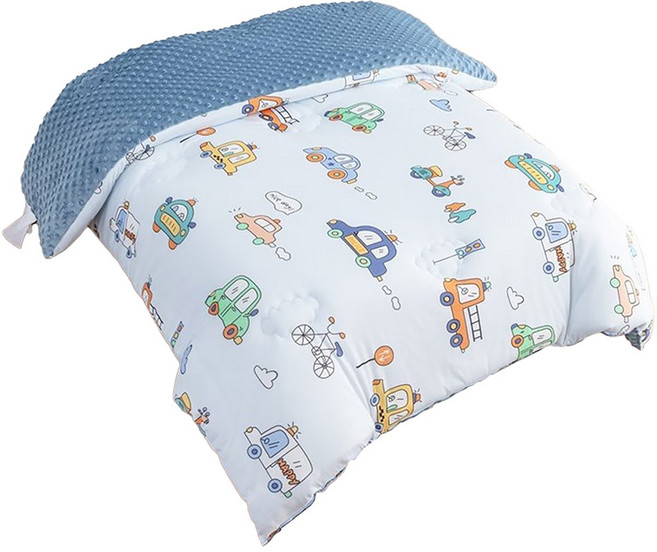 Annette 兒童牛奶針織棉荳荳棉被, 嘟嘟車 藍色