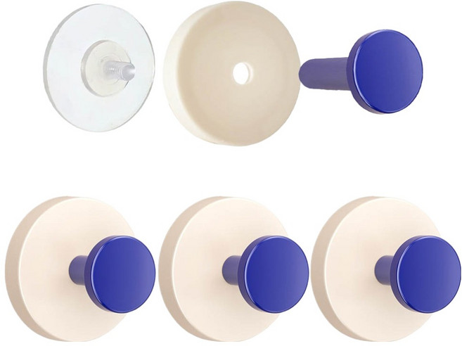 깔끔더하기 초강력 흡착 후크 무타공 큐방, 4개, 블루