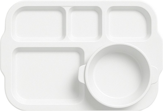 리빙메이트 유아용 국내산 멜라민 식판세트, 크림 화이트, 1세트, 식판 + 볼