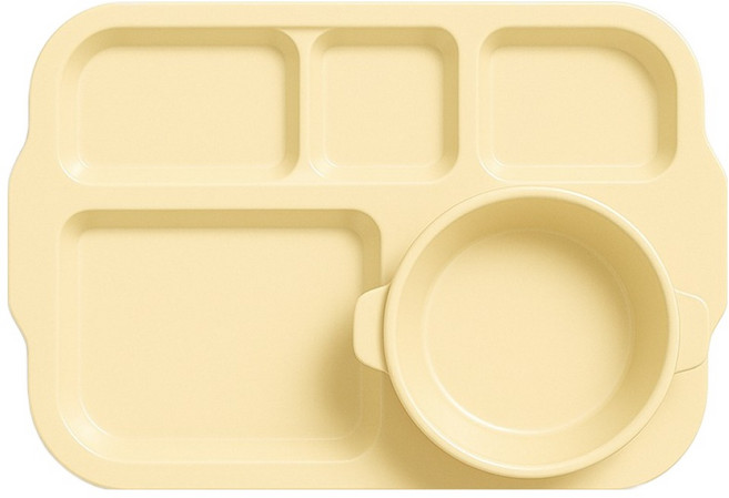 리빙메이트 유아용 국내산 멜라민 식판세트, 바닐라 크림, 1세트, 식판 + 볼