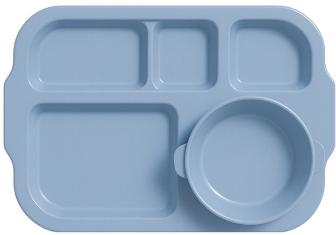 리빙메이트 유아용 국내산 멜라민 식판세트, 인디블루, 1세트, 식판 + 볼