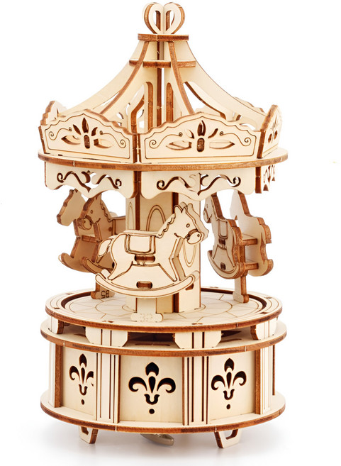 에스민 오르골 회전목마 뮤직박스 3D 입체퍼즐, 1개, 혼합색상, 86피스