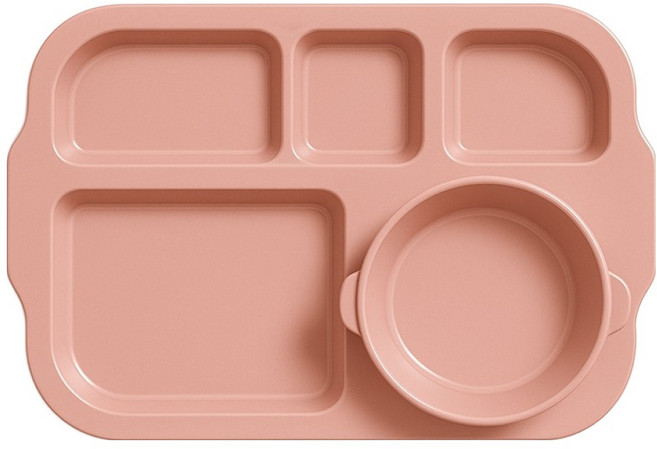 리빙메이트 유아용 국내산 멜라민 식판세트, 인디핑크, 1세트, 식판 + 볼