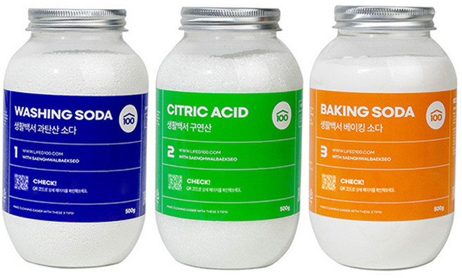 생활백서 세제 과탄산소다 + 구연산 + 베이킹소다 3종 키트, 1세트