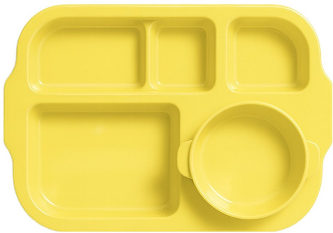 리빙메이트 유아용 국내산 멜라민 식판세트, 파스텔 노랑, 1세트, 식판 + 볼