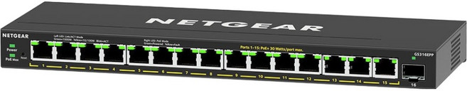 NETGEAR 16埠 Gigabit 231W PoE供電 商用 金屬殼 網路交換器, 1個, GS316EPP