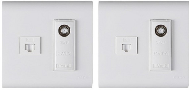 나노 오딧세이 심플 CATV 2방 + 8P 매입 콘센트 화이트, 2개