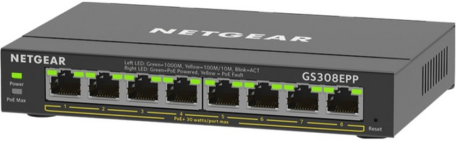 NETGEAR 8埠 Gigabit 123W PoE供電 簡易網管 金屬殼 網路交換器, 1個, GS308EPP