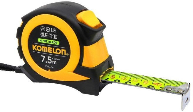 코메론 셀프락2 양면눈금 자동줄자 KMC-86 7.5m x 25mm, 1개