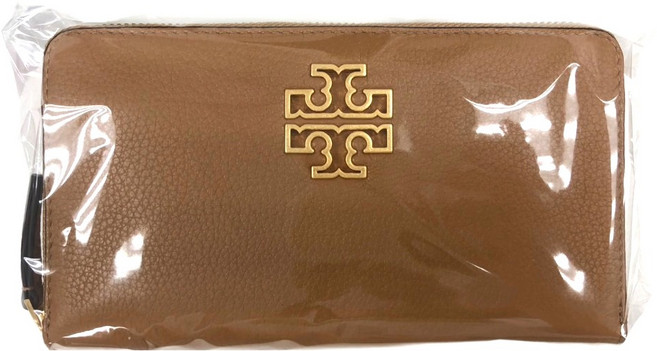 TORY BURCH 雙T-LOGO皮革拉鍊長夾 S10141004