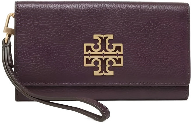 TORY BURCH 雙T-LOGO皮革翻蓋手拿包長夾 S1073116