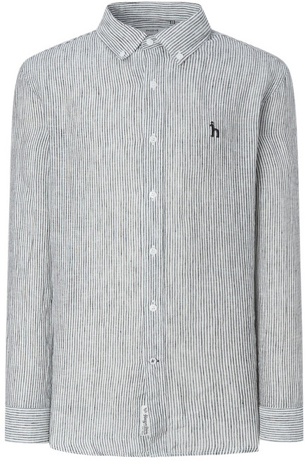 헤지스 남성용 스트라이프 린넨 긴팔 캐주얼 셔츠