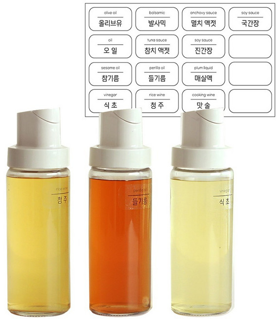 이우아여사 로망키친 자동개폐 스마트 오일병 300ml x 3p + 스티커 세트, 1세트