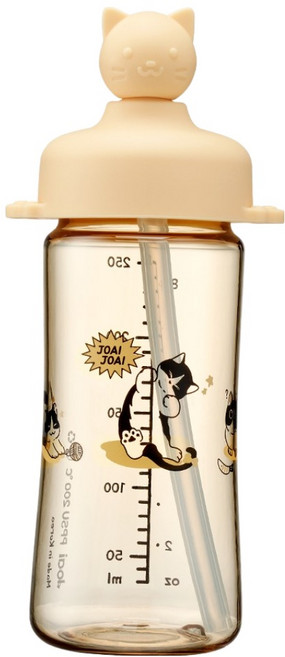 조아이 냥이 실리콘 토퍼 빨대컵, 250ml, 1세트, 망고