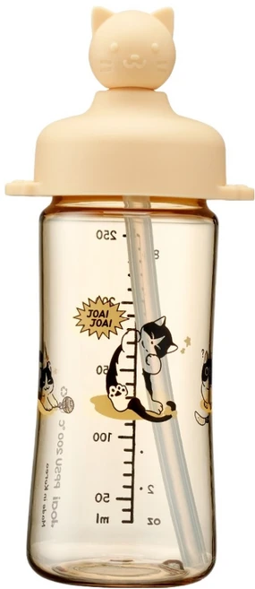 조아이 냥이 실리콘 토퍼 빨대컵, 250ml, 1세트, 망고 - 쿠팡