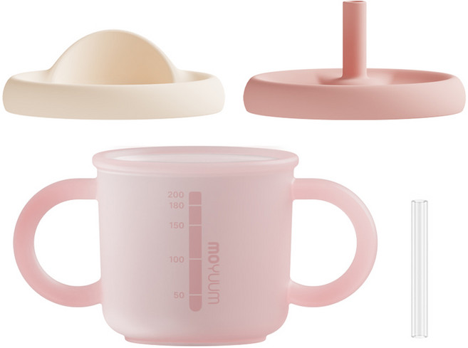 모윰 유아용 올실리콘 양손 유아컵, 200ml, 1개, 스트로베리