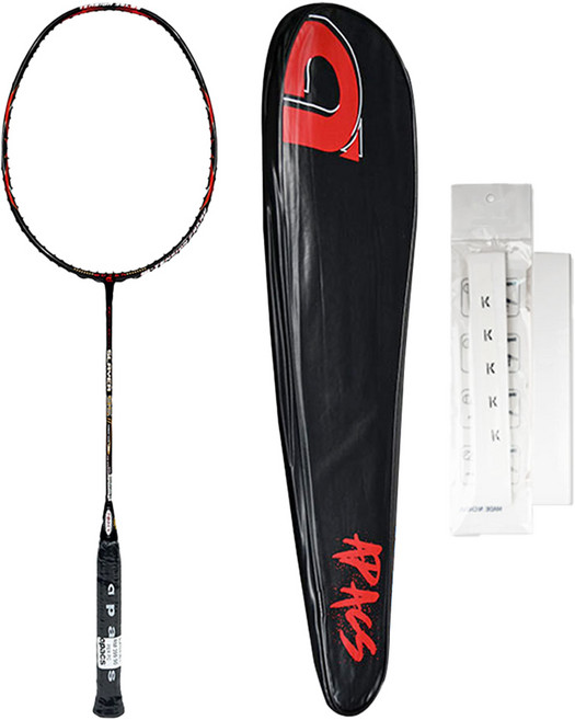 아펙스 슬레이어95 2세대 선수용 배드민턴라켓 블랙레드 + 줄작업 + 케이스 랜덤발송 + 그립 세트, 1세트, APSR1009