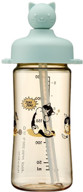 조아이 냥이 실리콘 토퍼 빨대컵, 250ml, 1세트, 민트