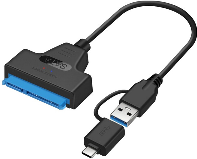 Ytek 듀얼단자 USB 3.0 A C 타입 to SATA 2.5 HDD SSD 변환 컨버터, 1개, YT-US31S