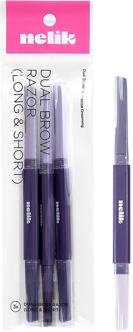 넬릭 양면 2중날 눈썹정리 눈썹칼, 3개, 바이올렛