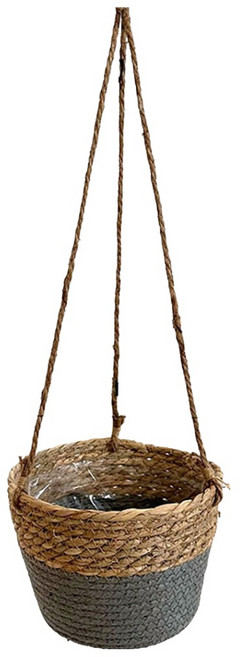 리즈라이프 라탄 화분 걸이 행잉 바구니, 그레이, 1개
