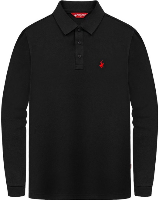Beverly Hills Polo Club 高級PK棉質小logo長袖POLO衫 CPX0T11, 黑色
